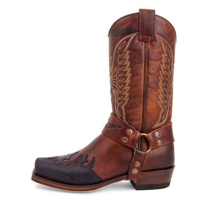 Men's Buckle Caved Cowboy Boots