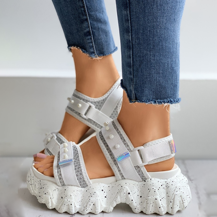 Glitter Velcro Slingback Platform Sandals