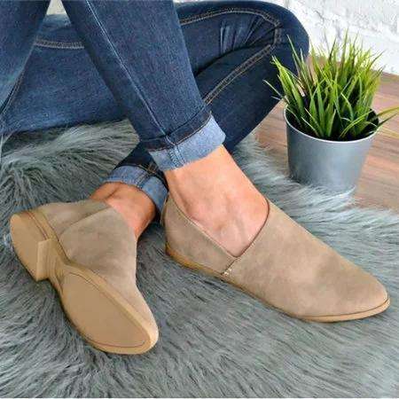 Women PU Ankle Boots Simple Comfort Classic Slip On Shoes