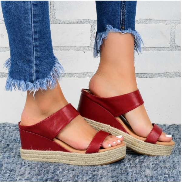 2020 New And Fashional Woman Slip-On Espadrille Wedge Sandals