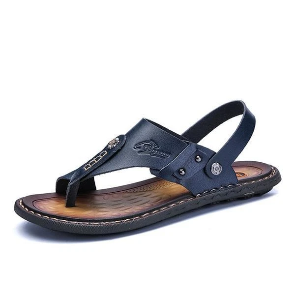 Men's Genuine Leather Leisure Slippers Flip-Flops Comfortable Soft Sandals