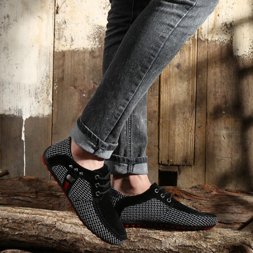 Men's Classic Lace Up Loafers Shoes Breathable Moccasins Shoes
