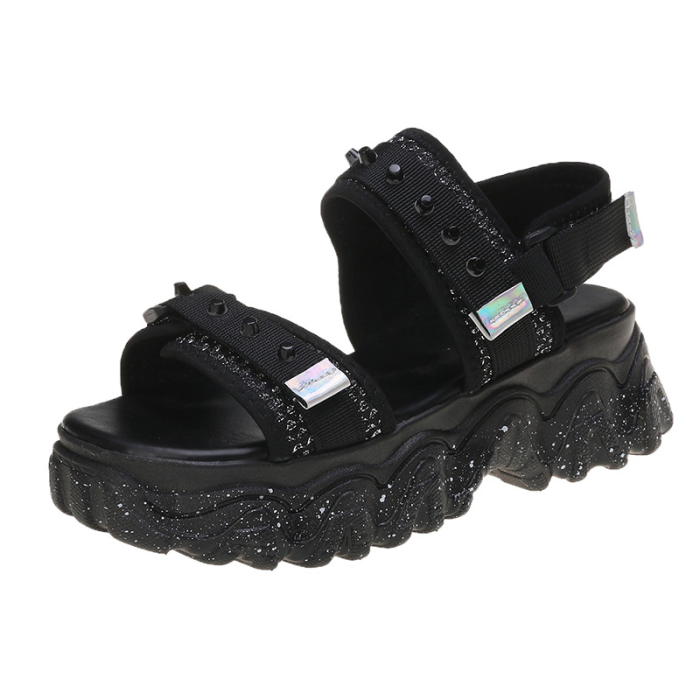 Glitter Velcro Slingback Platform Sandals