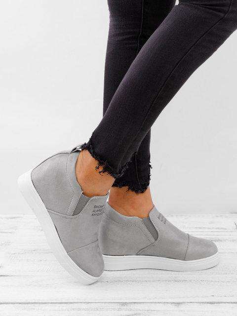Fashion Letter Slip On Faux Suede Wedge Heel Casual Shoes