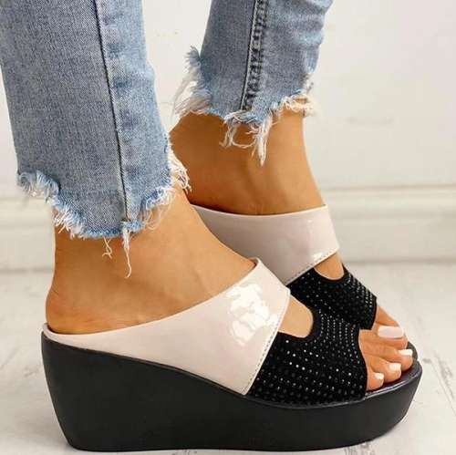 Studded Muffin Wedge Sandals