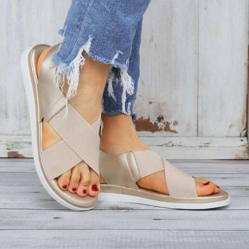 Comfy Sole Slip On Sandals Elastic Textile Splicing Sandals