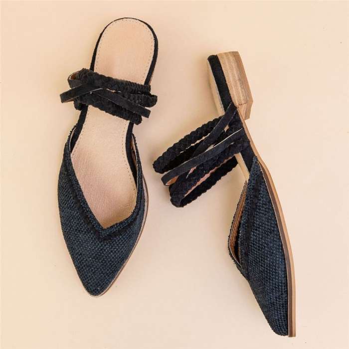 Fashion Vintage Weave Pointed Flat Shoes