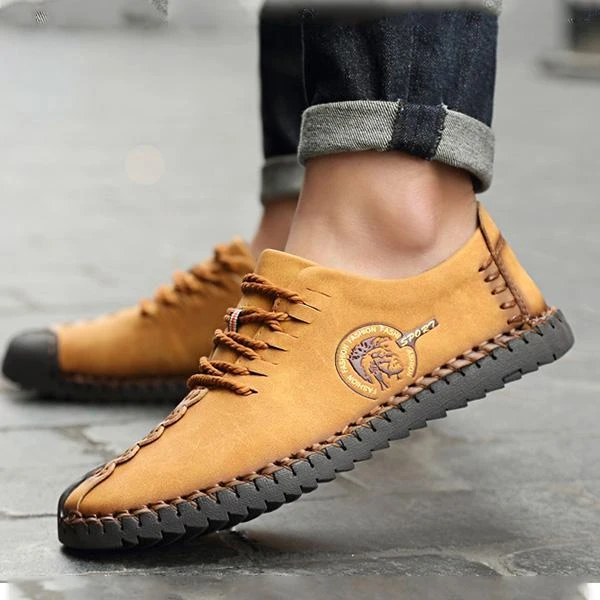 Men's Comfortable Casual Loafers Shoes Split Leather Flats Moccasins Shoes
