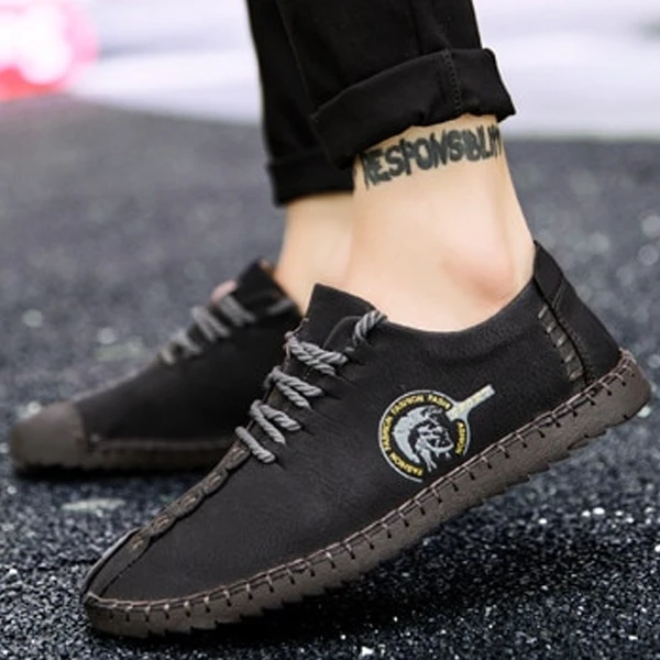 Men's Comfortable Casual Loafers Shoes Split Leather Flats Moccasins Shoes
