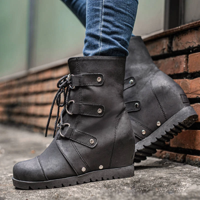 Women's Wedge Mid Waterproof Leather Boots