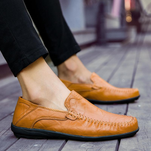 Men‘s Genuine Leather Loafers Moccasins Comfy Breathable Slip On Boat Shoes