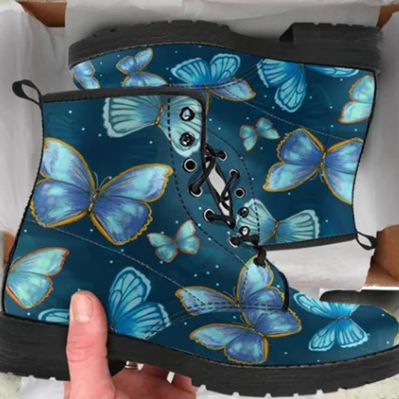 Butterfly Print Pu Winter Boots