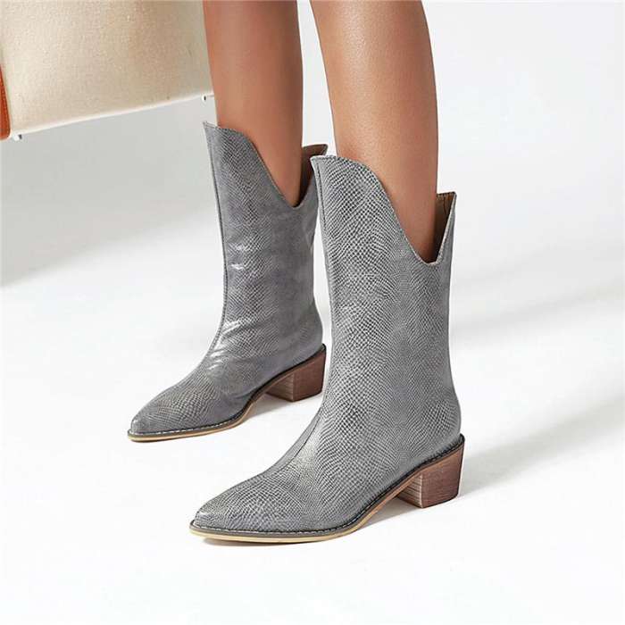 Fashion Pointed Middle Heel Women's Boots