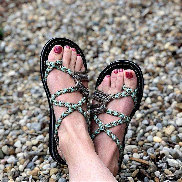 Summer Handmade Breathable Bandage Beach Flat Sandals