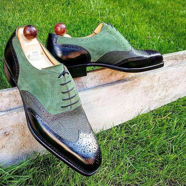 Handmade Suede Paneled Lace-up shoes