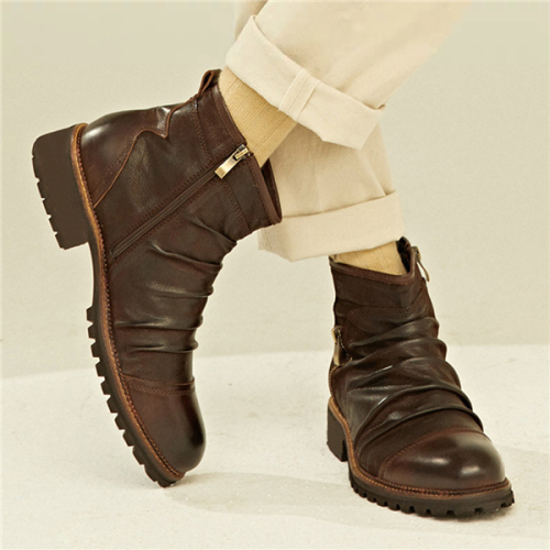 Men's High-Top Side Zipper Desert Tools Shoes Outdoor Boots