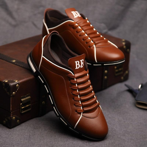 Men's Casual British Style Flats PU Leather Lace Up Oxford Shoes
