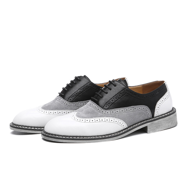 Wear to Work Low-Cut Upper Color Block Round Toe Men's Business Shoes