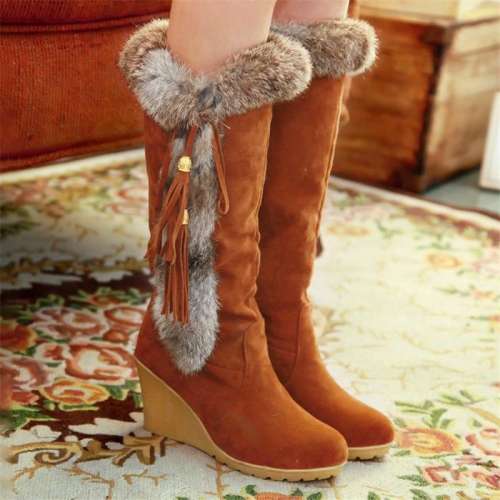 Cotton Fur Keeps Warm Over Knee Boots