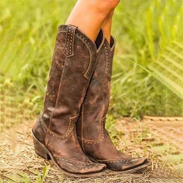 Bohemia Cowgirl Boots Medium Heel Retro Boots