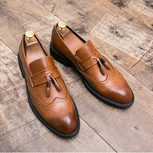 Male Vintage Carved Brogue Flats Loafers