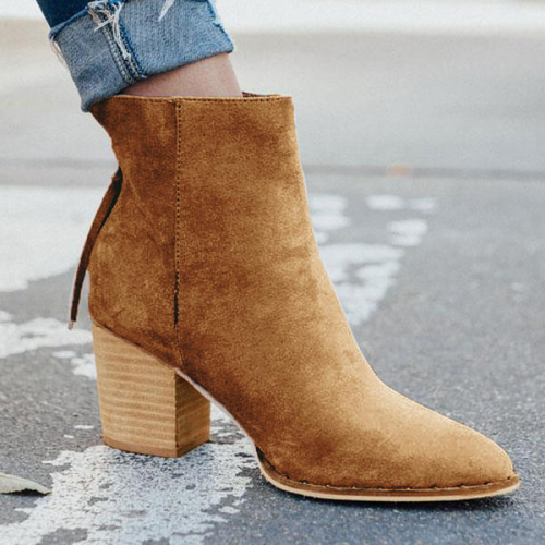 NEW! Women's Suede Chunky Heel Ankle Boots