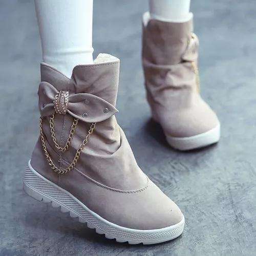 Women's Bowknot Chain Ankle Boots