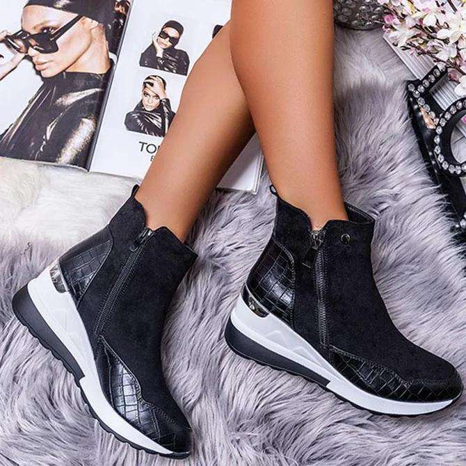 Artificial Leather Block Heel All Season Boots