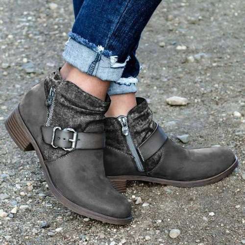 Artificial Leather All Season Split Joint Date Boots