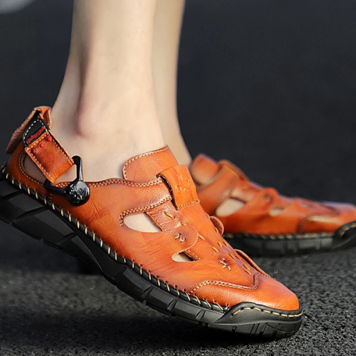 Men's Leather Slip on Sandals