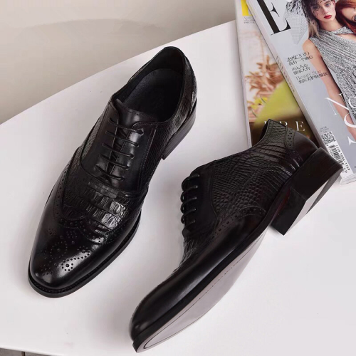 Men Crocodile Embossing PU Leather Non Slip Retro Shoes
