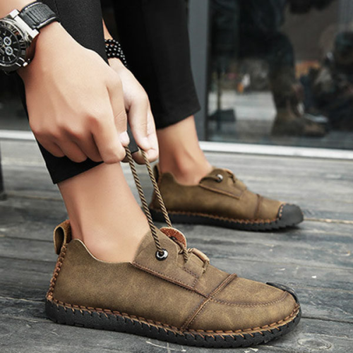 Men's Handmade Matte Leather Flat Shoes