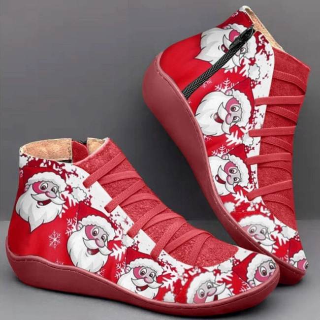 >>Christmas Gift | Casual  Printed  Flat Martin Boots