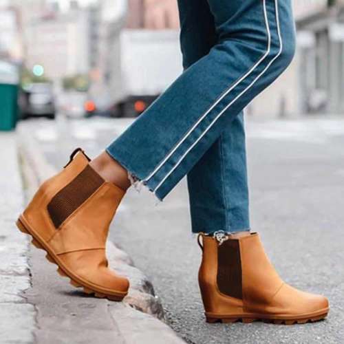 Women's Wedge Chelsea Boots Comfortable Ankle Wedge Boots
