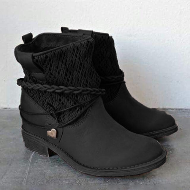 Fashion Women Winter Spring Flat Heel Flip Ankle Boots