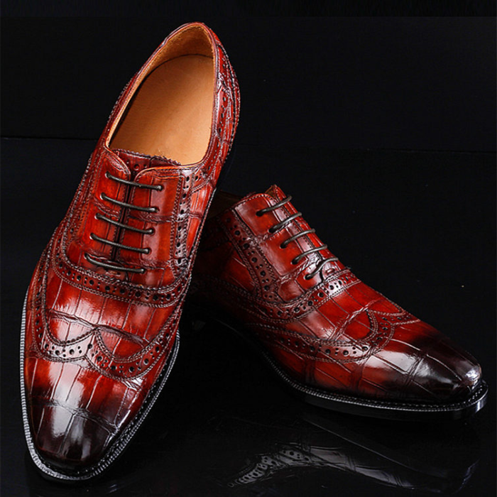 Alligator Brogue Wingtip Dress Shoes