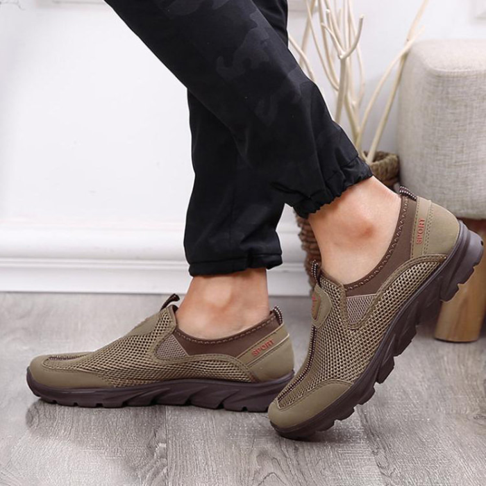 Large Size Men Mesh Breathable Soft Slip On Running Walking Shoes