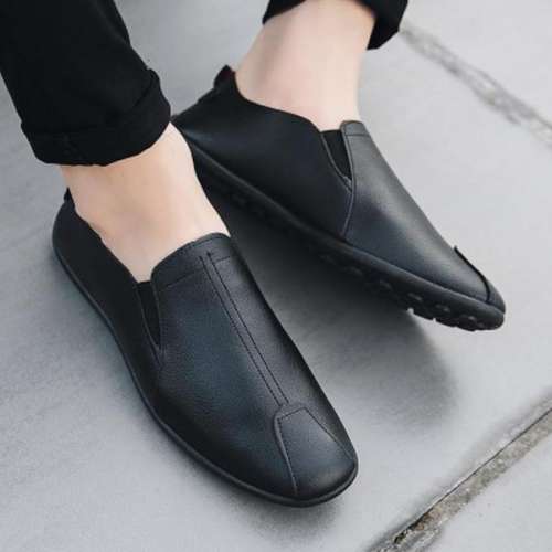 Men Genuine Leather Shoes Slip-On Flats Loafers