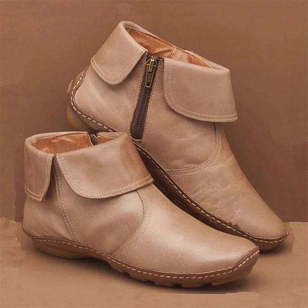 Women Casual Comfy Faux Leather Zipper Ankle Boots