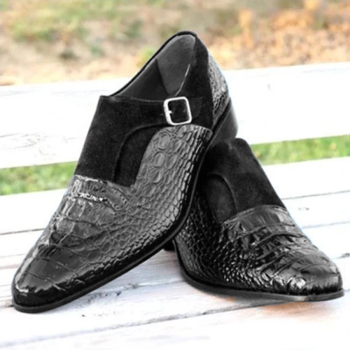 Handmade Crocodile Pattern Luxury Strap Shoes