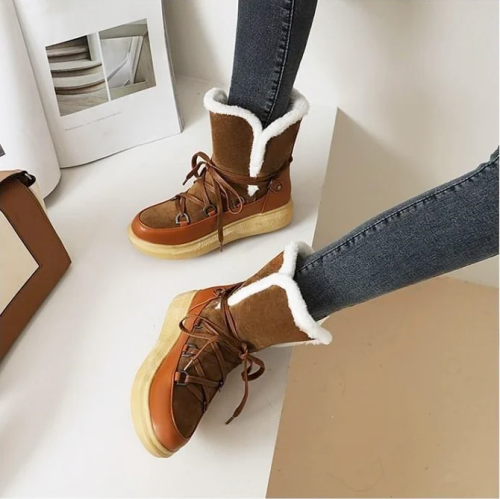 Daily Artificial Leather Flat Boots