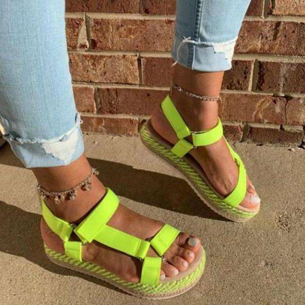 Summer Open Toe Slip-On Platform Casual Thread Sandals