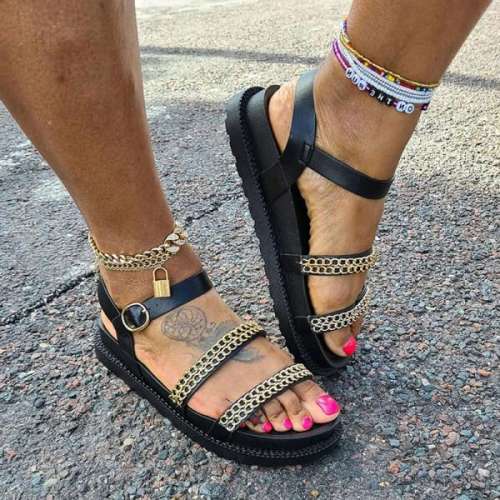 Women's Fashion Chain Flat Sandals