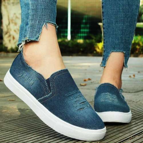 Women’s Denim Canvas Casual Platform Breathable Footwear Classic Loafers