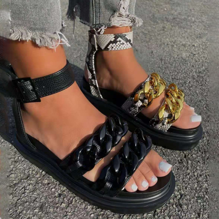 Women's Fashion Rivet Chain Flat Slippers