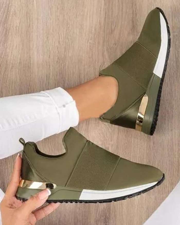 Women Solid Color Slip-on Sneakers