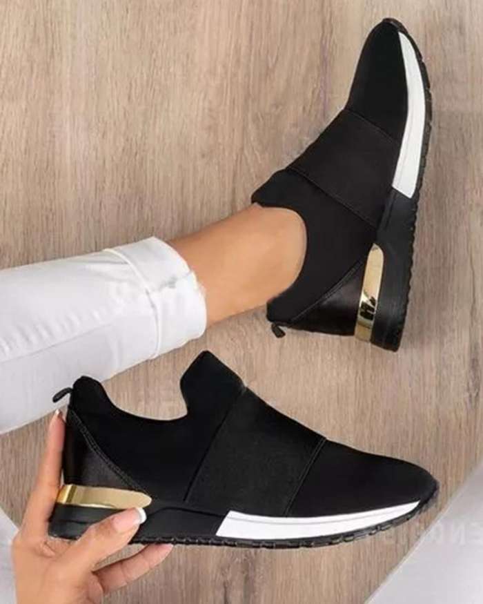 Women Solid Color Slip-on Sneakers