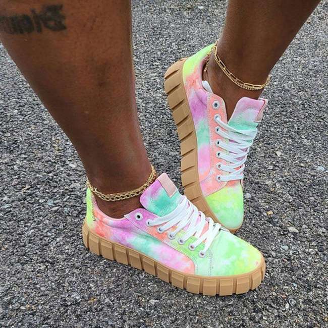 US$ 39.99 - Women's Comfy Multi Color Platform Tennis Shoes - www