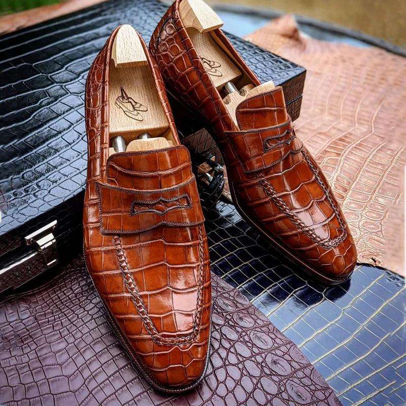 US$ 75.64 - Mens Handmade Pattern Slip on Shoes - www.insboys.com