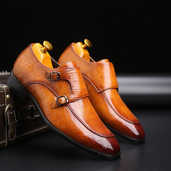 New Men's Handmade Crocodile Pattern Leather Shoes